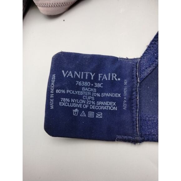 3 Vanity Fair Women Bra 38C 76380 Underwire 1 Bra 71380 No Wire - Picture 3 of 4